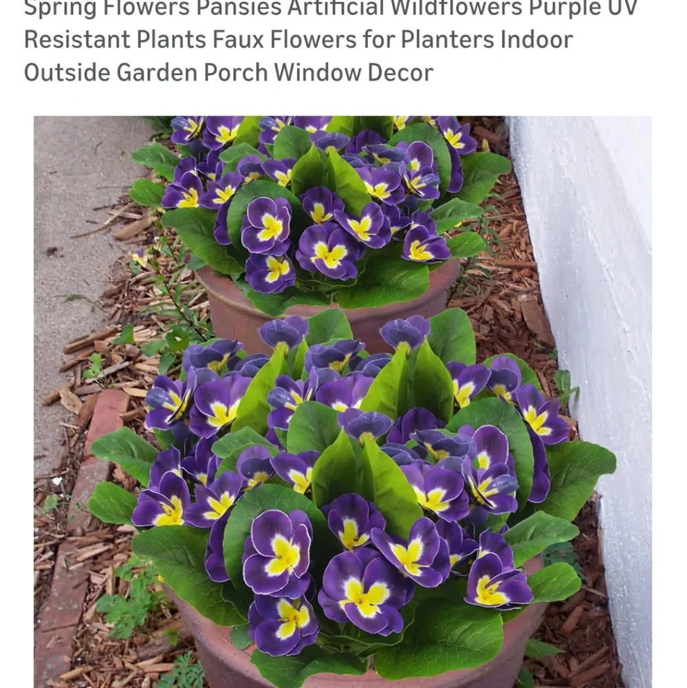 Artificial Pansy Flowers - Purple and Yellow